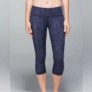 Lululemon Wunder Under Crop Leggings Pretty Palm Print Full On Luxtreme Size 8